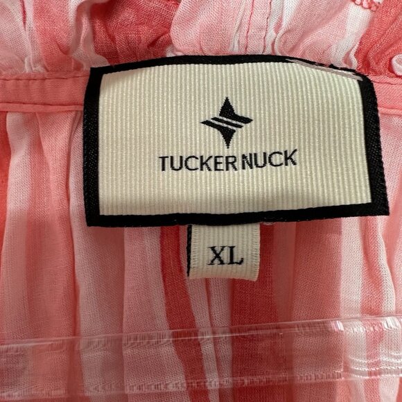 Tuckernuck Cassis Sunrise Stripes Top XL Pink Gauzy Peasant - Picture 3 of 12